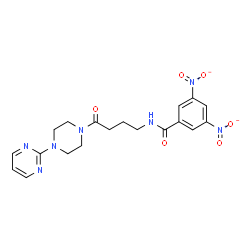ChemSpider 2D Image | 3,5-Dinitro-N-{4-oxo-4-[4-(2-pyrimidinyl)-1-piperazinyl]butyl}benzamide | C19H21N7O6
