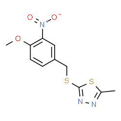 ChemSpider 2D Image | 2-(4-Methoxy-3-nitro-benzylsulfanyl)-5-methyl-[1,3,4]thiadiazole | C11H11N3O3S2