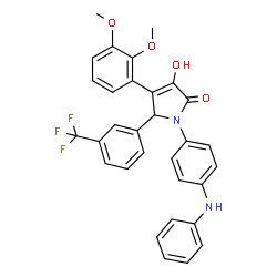 ChemSpider 2D Image | 1-(4-Anilinophenyl)-4-(2,3-dimethoxyphenyl)-3-hydroxy-5-[3-(trifluoromethyl)phenyl]-1,5-dihydro-2H-pyrrol-2-one | C31H25F3N2O4
