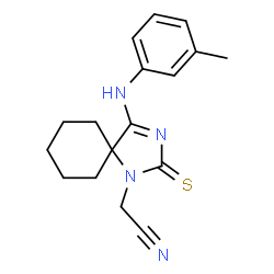 ChemSpider 2D Image | {4-[(3-Methylphenyl)amino]-2-thioxo-1,3-diazaspiro[4.5]dec-3-en-1-yl}acetonitrile | C17H20N4S