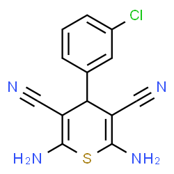 ChemSpider 2D Image | 2,6-Diamino-4-(3-chlorophenyl)-4H-thiopyran-3,5-dicarbonitrile | C13H9ClN4S