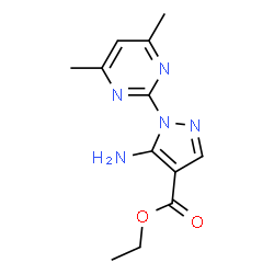 ChemSpider 2D Image | Ethyl 5-amino-1-(4,6-dimethyl-2-pyrimidinyl)-1H-pyrazole-4-carboxylate | C12H15N5O2