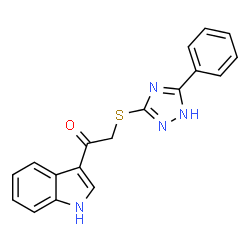 ChemSpider 2D Image | ethanone, 1-(1H-indol-3-yl)-2-[(5-phenyl-4H-1,2,4-triazol-3-yl)thio]- | C18H14N4OS
