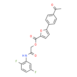 ChemSpider 2D Image | 2-[(2,5-Difluorophenyl)amino]-2-oxoethyl 5-(4-acetylphenyl)-2-furoate | C21H15F2NO5