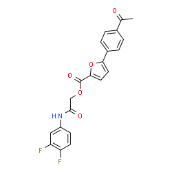 ChemSpider 2D Image | 2-[(3,4-Difluorophenyl)amino]-2-oxoethyl 5-(4-acetylphenyl)-2-furoate | C21H15F2NO5