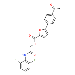 ChemSpider 2D Image | 2-[(2,6-Difluorophenyl)amino]-2-oxoethyl 5-(4-acetylphenyl)-2-furoate | C21H15F2NO5