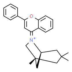 ChemSpider 2D Image | (1R,5S,6Z)-1,3,3-Trimethyl-6-(2-phenyl-4H-chromen-4-ylidene)-6-azoniabicyclo[3.2.1]octane | C25H28NO
