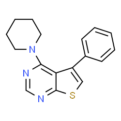 ChemSpider 2D Image | 5-phenyl-4-piperidinothieno[2,3-d]pyrimidine | C17H17N3S