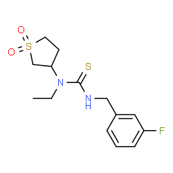 ChemSpider 2D Image | 1-(1,1-Dioxidotetrahydro-3-thiophenyl)-1-ethyl-3-(3-fluorobenzyl)thiourea | C14H19FN2O2S2
