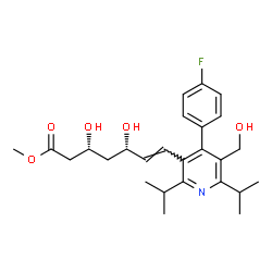ChemSpider 2D Image | Methyl (3R,5S,6E)-7-[4-(4-fluorophenyl)-5-(hydroxymethyl)-2,6-diisopropyl-3-pyridinyl]-3,5-dihydroxy-6-heptenoate | C26H34FNO5