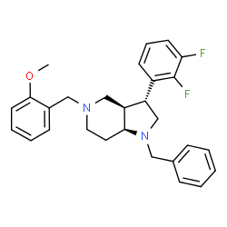 ChemSpider 2D Image | (3R,3aR,7aS)-1-Benzyl-3-(2,3-difluorophenyl)-5-(2-methoxybenzyl)octahydro-1H-pyrrolo[3,2-c]pyridine | C28H30F2N2O