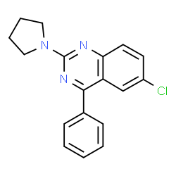 ChemSpider 2D Image | 6-Chloro-4-phenyl-2-(1-pyrrolidinyl)quinazoline | C18H16ClN3
