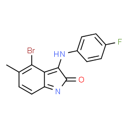 ChemSpider 2D Image | 4-Bromo-3-[(4-fluorophenyl)amino]-5-methyl-2H-indol-2-one | C15H10BrFN2O
