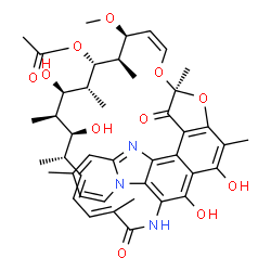 ChemSpider 2D Image | (7S,9Z,11S,12R,13S,14R,15R,16R,17S,18S,19E,21E)-2,15,17,36-Tetrahydroxy-11-methoxy-3,7,12,14,16,18,22,30-octamethyl-6,23-dioxo-8,37-dioxa-24,27,33-triazahexacyclo[23.10.1.1~4,7~.0~5,35~.0~26,34~.0~27,
32~]heptatriaconta-1(36),2,4,9,19,21,25,28,30,32,34-undecaen-13-yl acetate | C43H51N3O11