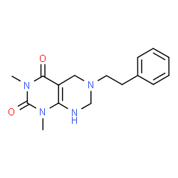 ChemSpider 2D Image | 1,3-Dimethyl-6-phenethyl-5,6,7,8-tetrahydro-1H-pyrimido[4,5-d]pyrimidine-2,4-dione | C16H20N4O2