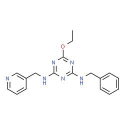 ChemSpider 2D Image | N-Benzyl-6-ethoxy-N'-(3-pyridinylmethyl)-1,3,5-triazine-2,4-diamine | C18H20N6O