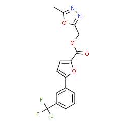 ChemSpider 2D Image | (5-Methyl-1,3,4-oxadiazol-2-yl)methyl 5-[3-(trifluoromethyl)phenyl]-2-furoate | C16H11F3N2O4