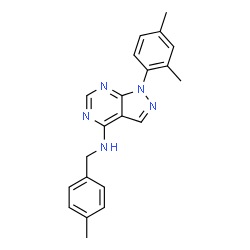 ChemSpider 2D Image | 1-(2,4-Dimethylphenyl)-N-(4-methylbenzyl)-1H-pyrazolo[3,4-d]pyrimidin-4-amine | C21H21N5