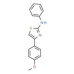 ChemSpider 2D Image | 4-(4-Methoxyphenyl)-N-phenyl-1,3-thiazol-2-amine | C16H14N2OS