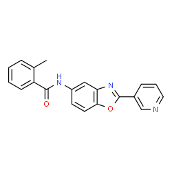 ChemSpider 2D Image | 2-Methyl-N-[2-(3-pyridinyl)-1,3-benzoxazol-5-yl]benzamide | C20H15N3O2