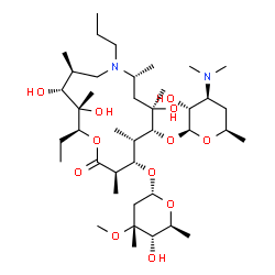 ChemSpider 2D Image | (2S,3S,4R,5S,8R,10R,11R,12S,13S,14R)-2-Ethyl-3,4,10-trihydroxy-3,5,8,10,12,14-hexamethyl-15-oxo-7-propyl-11-{[3,4,6-trideoxy-3-(dimethylamino)-beta-D-xylo-hexopyranosyl]oxy}-1-oxa-7-azacyclopentadecan
-13-yl 2,6-dideoxy-3-C-methyl-3-O-methyl-alpha-L-ribo-hexopyranoside | C40H76N2O12