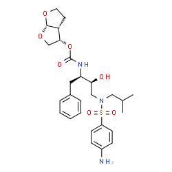 ChemSpider 2D Image | (3S,3aR,6aS)-Hexahydrofuro[2,3-b]furan-3-yl [(2R,3S)-4-{[(4-aminophenyl)sulfonyl](isobutyl)amino}-3-hydroxy-1-phenyl-2-butanyl]carbamate | C27H37N3O7S