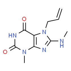 ChemSpider 2D Image | 7-Allyl-3-methyl-8-(methylamino)-3,7-dihydro-1H-purine-2,6-dione | C10H13N5O2