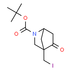 ChemSpider 2D Image | 2-Methyl-2-propanyl 4-(iodomethyl)-5-oxo-2-azabicyclo[2.2.1]heptane-2-carboxylate | C12H18INO3