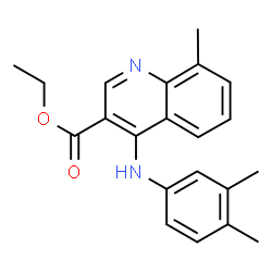 ChemSpider 2D Image | Ethyl 4-[(3,4-dimethylphenyl)amino]-8-methyl-3-quinolinecarboxylate | C21H22N2O2