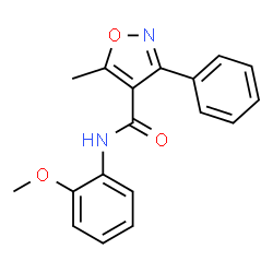 ChemSpider 2D Image | N-(2-Methoxyphenyl)-5-methyl-3-phenyl-1,2-oxazole-4-carboxamide | C18H16N2O3