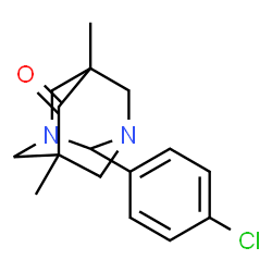 ChemSpider 2D Image | 2-(4-Chlorophenyl)-5,7-dimethyl-1,3-diazatricyclo[3.3.1.1~3,7~]decan-6-one | C16H19ClN2O