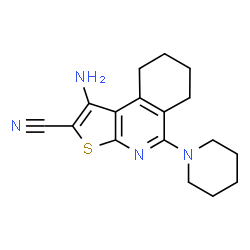 ChemSpider 2D Image | 1-Amino-5-(1-piperidinyl)-6,7,8,9-tetrahydrothieno[2,3-c]isoquinoline-2-carbonitrile | C17H20N4S