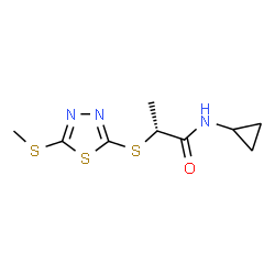 ChemSpider 2D Image | (2R)-N-Cyclopropyl-2-{[5-(methylsulfanyl)-1,3,4-thiadiazol-2-yl]sulfanyl}propanamide | C9H13N3OS3