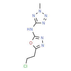 ChemSpider 2D Image | N-[5-(2-Chloroethyl)-1,3,4-oxadiazol-2-yl]-2-methyl-2H-tetrazol-5-amine | C6H8ClN7O