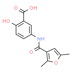 ChemSpider 2D Image | 5-[(2,5-Dimethyl-3-furoyl)amino]-2-hydroxybenzoic acid | C14H13NO5