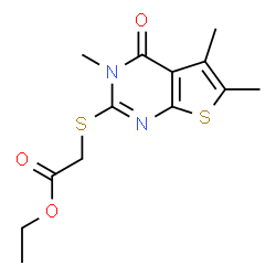ChemSpider 2D Image | Ethyl [(3,5,6-trimethyl-4-oxo-3,4-dihydrothieno[2,3-d]pyrimidin-2-yl)sulfanyl]acetate | C13H16N2O3S2