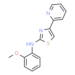 ChemSpider 2D Image | N-(2-Methoxyphenyl)-4-(2-pyridinyl)-1,3-thiazol-2-amine | C15H13N3OS