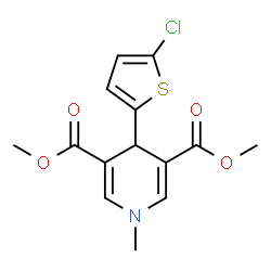ChemSpider 2D Image | Dimethyl 4-(5-chloro-2-thienyl)-1-methyl-1,4-dihydro-3,5-pyridinedicarboxylate | C14H14ClNO4S