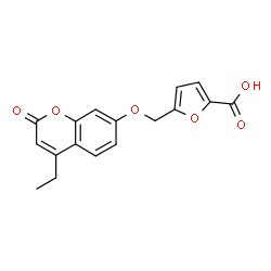 ChemSpider 2D Image | 5-{[(4-Ethyl-2-oxo-2H-chromen-7-yl)oxy]methyl}-2-furoic acid | C17H14O6