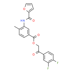 ChemSpider 2D Image | 2-(3,4-Difluorophenyl)-2-oxoethyl 3-(2-furoylamino)-4-methylbenzoate | C21H15F2NO5