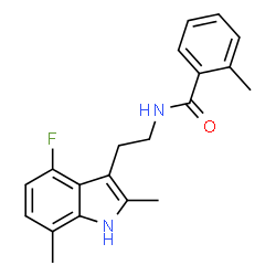 ChemSpider 2D Image | N-[2-(4-Fluoro-2,7-dimethyl-1H-indol-3-yl)ethyl]-2-methylbenzamide | C20H21FN2O