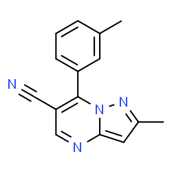 ChemSpider 2D Image | 2-Methyl-7-m-tolyl-pyrazolo[1,5-a]pyrimidine-6-carbonitrile | C15H12N4