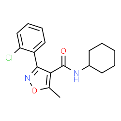 ChemSpider 2D Image | 3-(2-Chlorophenyl)-N-cyclohexyl-5-methyl-1,2-oxazole-4-carboxamide | C17H19ClN2O2