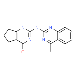 ChemSpider 2D Image | 2-[(4-Methyl-2-quinazolinyl)amino]-1,5,6,7-tetrahydro-4H-cyclopenta[d]pyrimidin-4-one | C16H15N5O