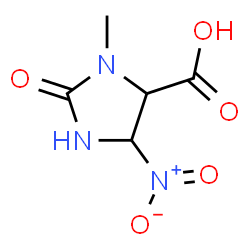 ChemSpider 2D Image | 3-Methyl-5-nitro-2-oxo-4-imidazolidinecarboxylic acid | C5H7N3O5