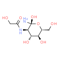 ChemSpider 2D Image | N-[(2R,3R,4R,5S,6R)-2-Amino-2,4,5-trihydroxy-6-(hydroxymethyl)tetrahydro-2H-pyran-3-yl]-2-hydroxyacetamide (non-preferred name) | C8H16N2O7