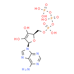 ChemSpider 2D Image | Triphosphoric acid, mono[[(2R,5R)-5-(6-amino-9H-purin-9-yl)-2,5-dihydro-3,4-dihydroxy-2-furanyl]methyl] ester | C10H14N5O13P3