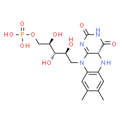 ChemSpider 2D Image | 1-Deoxy-1-[(4aR)-7,8-dimethyl-2,4-dioxo-3,4,4a,5-tetrahydrobenzo[g]pteridin-10(2H)-yl]-5-O-phosphono-D-ribitol | C17H23N4O9P