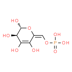 ChemSpider 2D Image | (E)-[(5R,6R)-3,4,5,6-Tetrahydroxy-5,6-dihydro-2H-pyran-2-ylidene]methyl dihydrogen phosphate | C6H9O9P