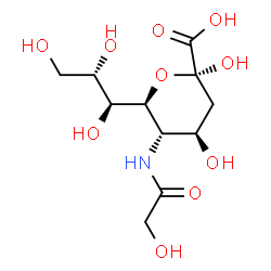ChemSpider 2D Image | (6S)-3,5-Dideoxy-5-(glycoloylamino)-6-[(1S,2S)-1,2,3-trihydroxypropyl]-alpha-D-threo-hex-2-ulopyranosonic acid | C11H19NO10